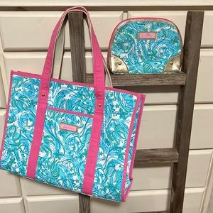 Calling all Sorority girls.. Alpha Delta Pi Lilly Pulitzer bag & makeup bag